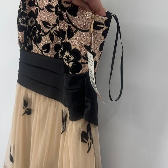 R&M Richards Y2K Velvet Mesh Dress 10 Coquette Fairy Floral Whimsigoth Glitter - Picture 5 of 11